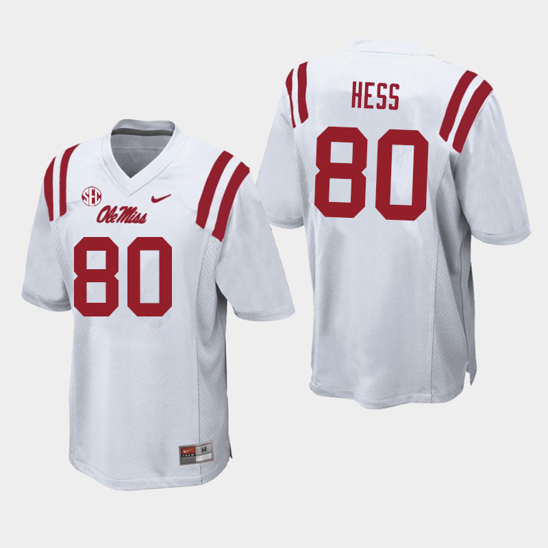 Jonathan Hess Ole Miss Rebels NCAA Men's White #80 Stitched Limited College Football Jersey JXN5258QO